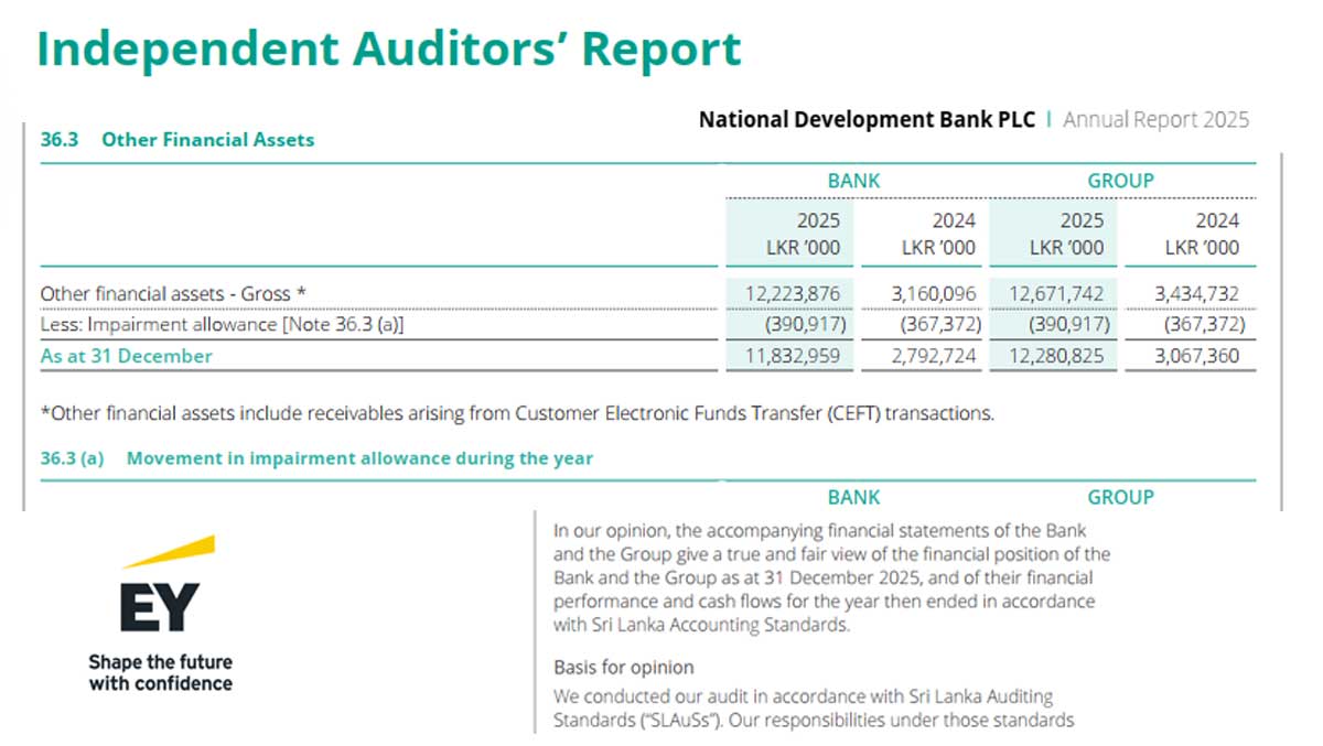 AUDITORS : In the 2025 NDB Annual Report auditors had noted the CEFT balances with an asterist though there was no emphasis of matter or qualification