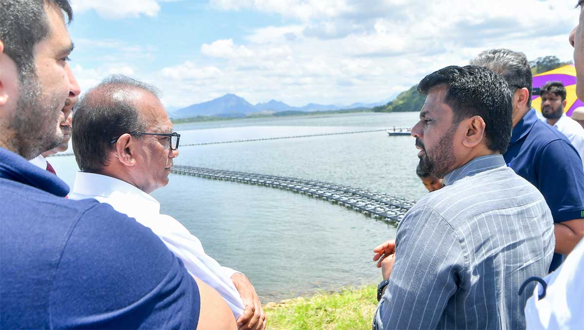 FLOATING ENERGY: Sri Lanka President Anura Kumara Dissanayake and Energy Minister Anura Karunathilake at floating solar plant on Ibbankatuwa tank